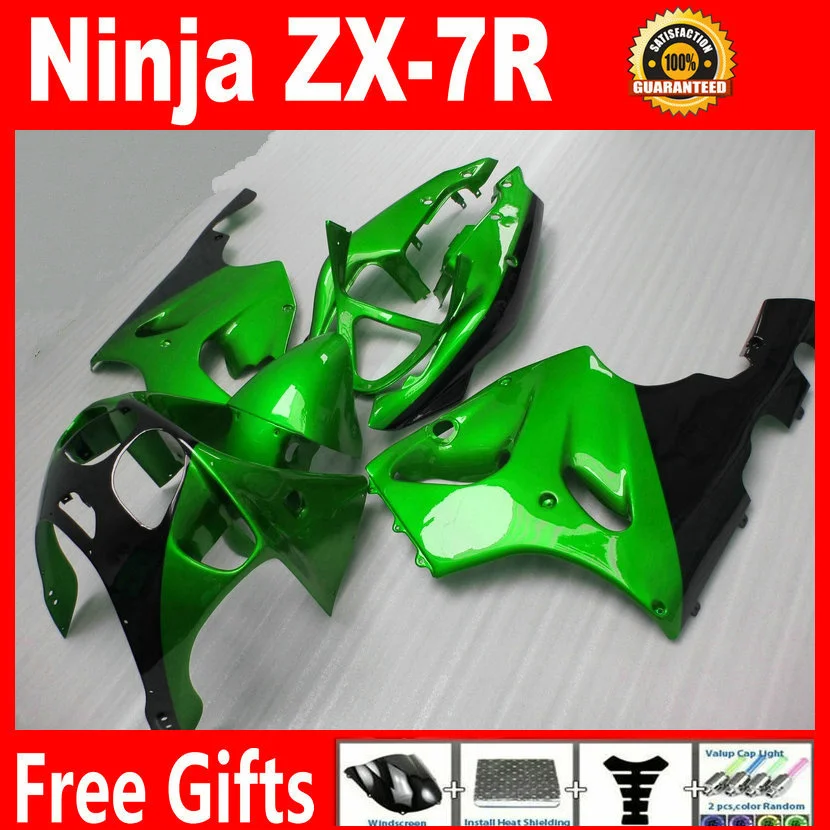 

Free customize for Kawasaki ZX-7R 1996-2003 new green black fairings ninja ZX7R 96 97 98 99 00 01 02 03 fairing set 7 gifts YHJ8
