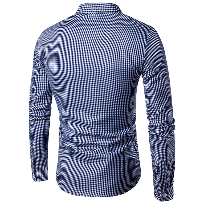 KALEBO 2017 Мужская рубашка модная простая клетчатая с танкерным дизайном длинным