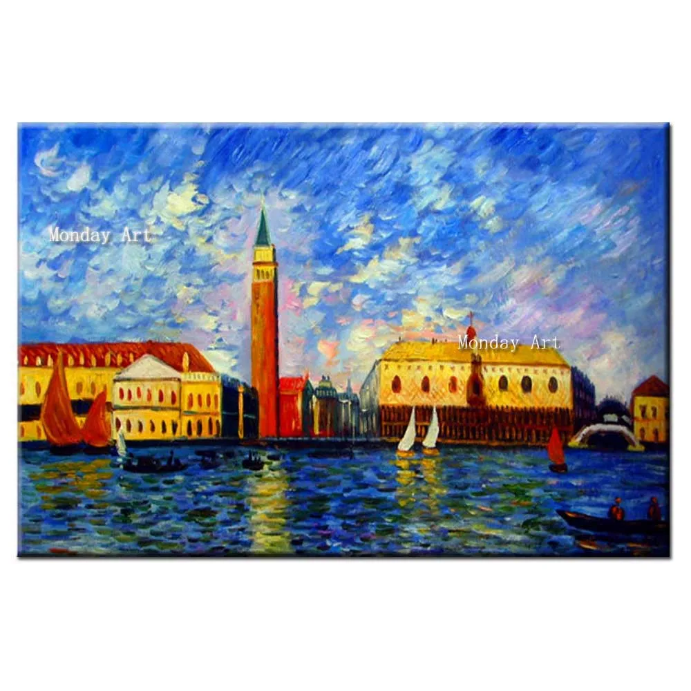 

Aritist Real Painting Hand Painted Painting Canvas city building painting For Living Room Wall Art Home Decor Abstract Picture