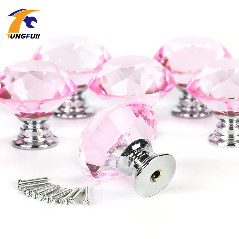 10 шт. 30 мм Алмазная дверь Новый Розовый Фиолетовый Кристалл Стекло выдвижной ящик