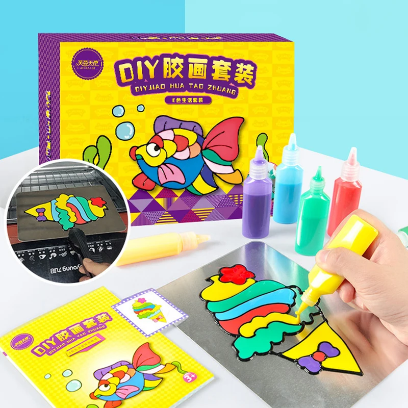 

Игрушки для детей DIY Рисунок игрушки дети мультфильм клей темперная живопись для детского сада картины доска для рисования для детей подаро...