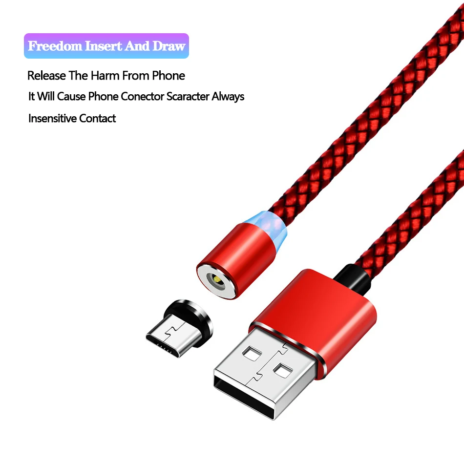360 светодиодный магнитный usb-кабель для iPhone XS XR X 7 8 Магнитный Micro USB type C для быстрой зарядки samsung huawei Xiaomi USB-C