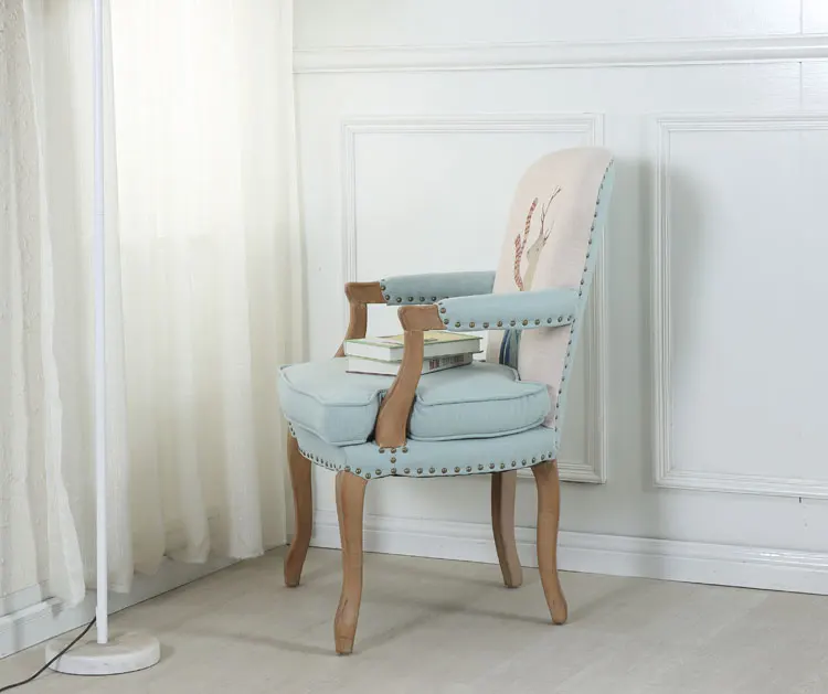 Louis fashion Dining chairs American desk European retro solid wooden Nordic simple single Cafe leisure