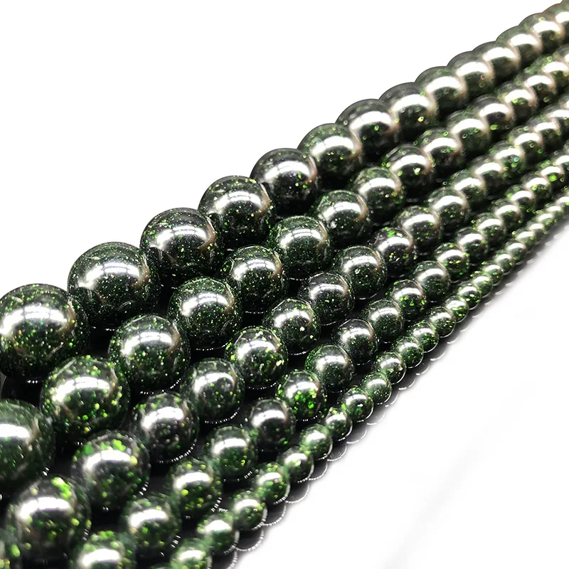 

4mm 6mm 8mm 10mm 12mm Natural Stone Dark Green SandStone Sand Beads Round Beads for Jewellery Making DIY Bracelet Necklace