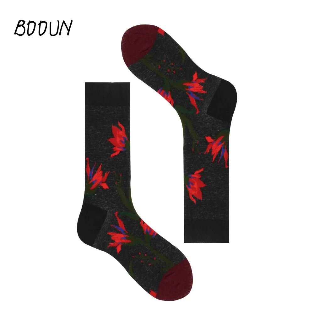 happy sock tidal current Couple cotton socks hip hop personality casual fashion style floral pattern | Мужская одежда