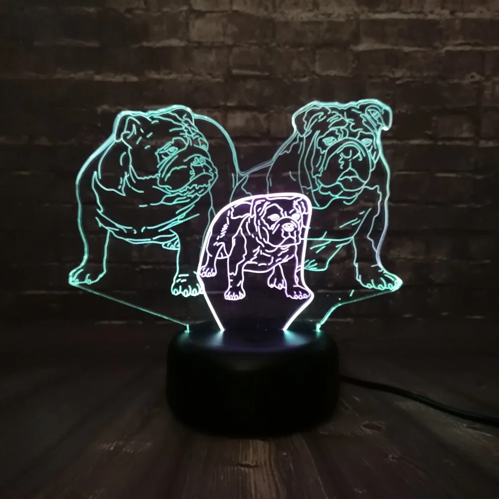Bulldog Doggy family Mix двухцветная лампа Ночной светильник 3D LED для детей детский спальный