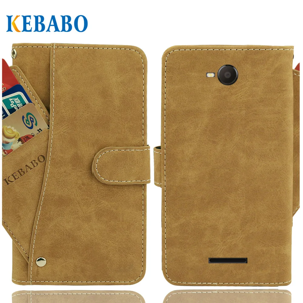 

Vintage Leather Wallet Vodafone Smart C9 Case 4" Flip Luxury 3 Front Card Slots Cover Magnet Stand Phone Protective Bags