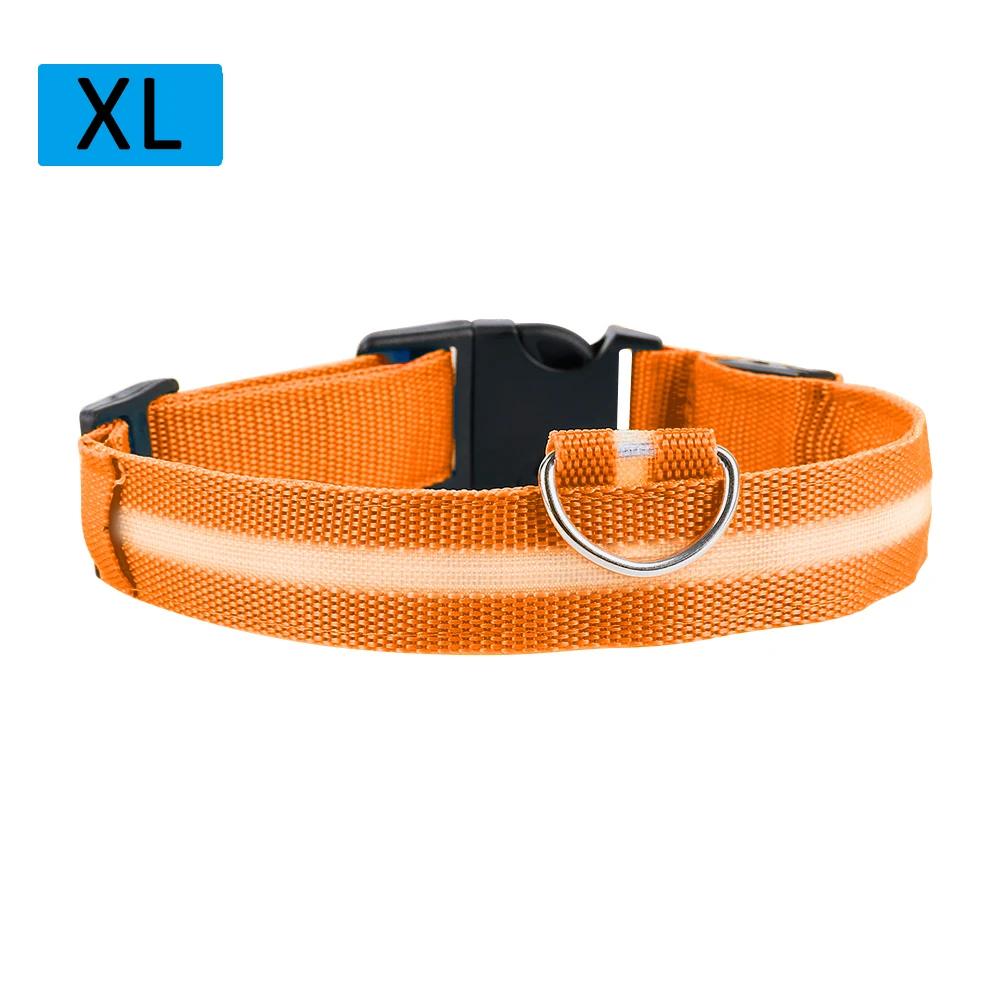 orange Модные яркие цвета светодиодный ошейник для собаки мигающий в темноте нейлон 3 светильник с режимами безопасности светодиодный ошейник для домашних животных широкий светящийся товары для домашних животных - Цвет: orange