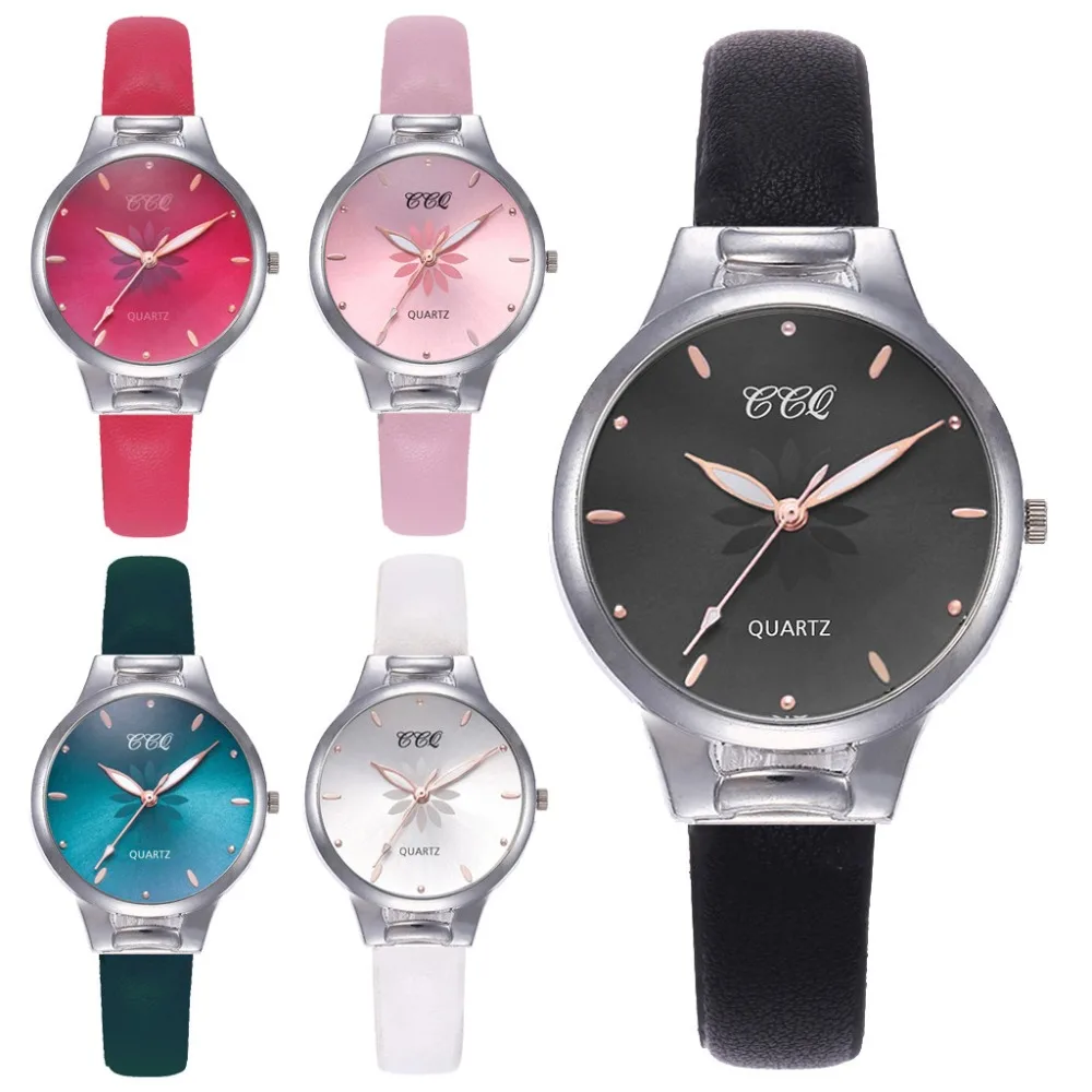 Хит, Женские кварцевые наручные часы, Роскошные, серебряные, популярные, розовые, с циферблатом, цветы, металлические, женские, с кожаным ремешком, часы, модные наручные часы@ 50