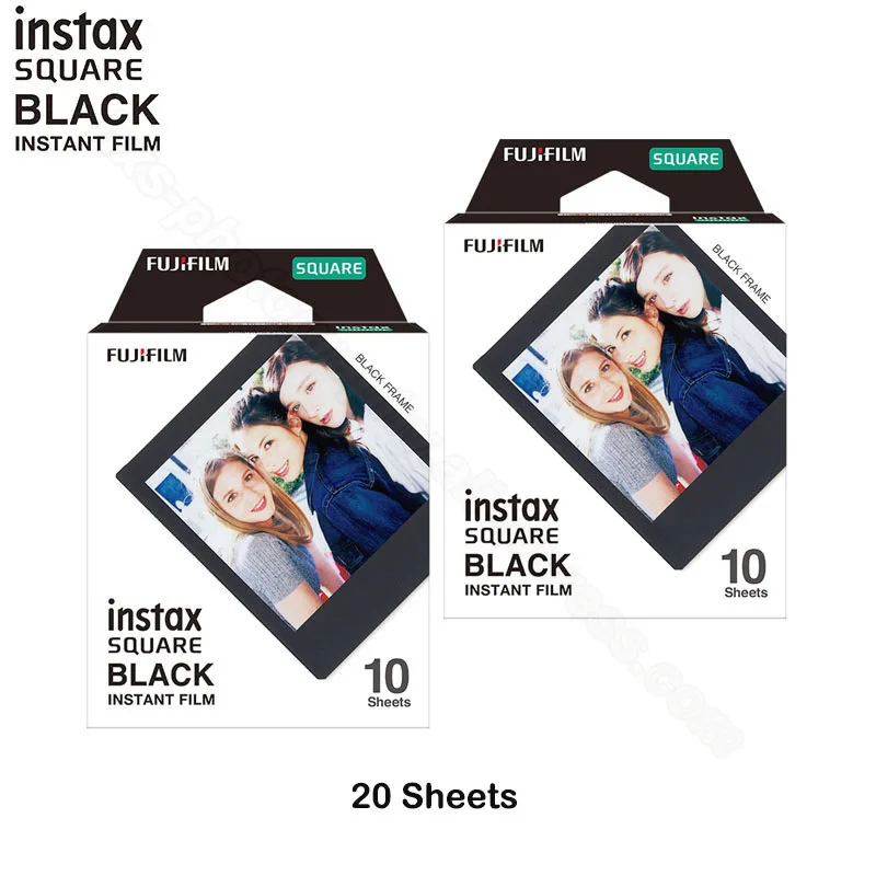 10-100 листов Fujifilm Instax квадратная мгновенная пленка черная для Fuji SQ10 SQ6 камера, смартфон поделиться SP-3 принтер, фотоальбом, чехол - Цвет: 20 sheets black