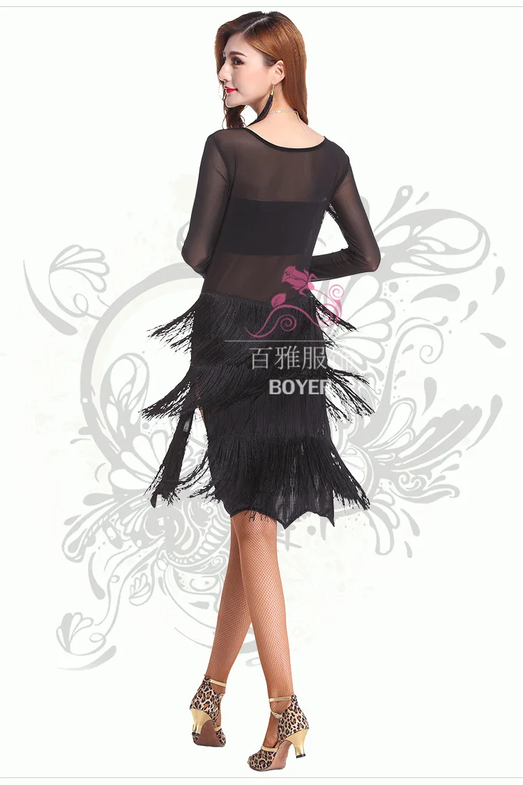 Костюмы для латинских танцев сценический Теннисный костюм с кисточками одежда