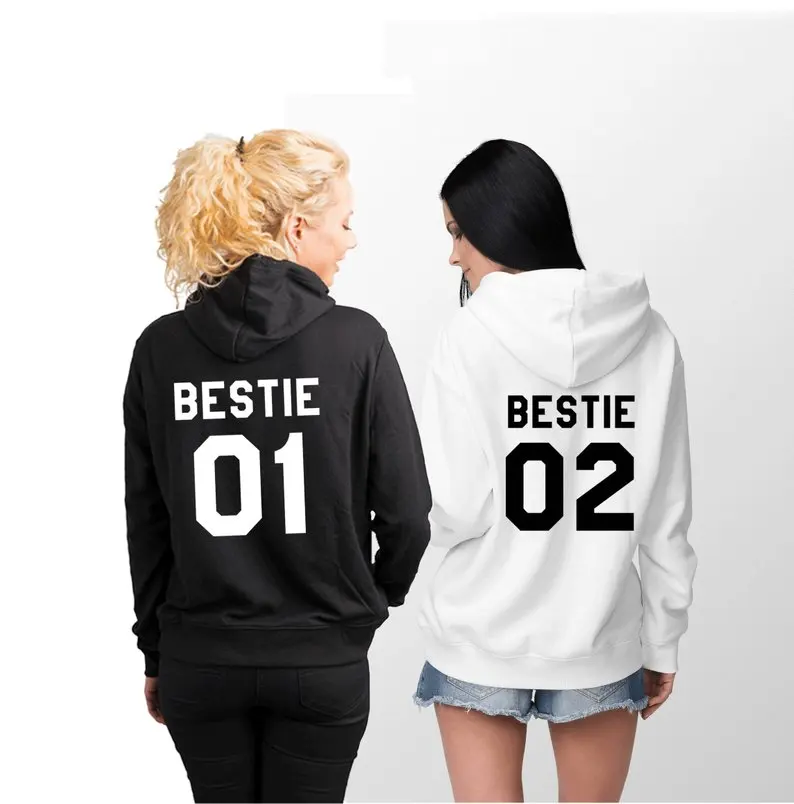 Толстовки Skuggnas Bestie 01 02 толстовки с капюшоном BFF подарок лучшему другу длинным