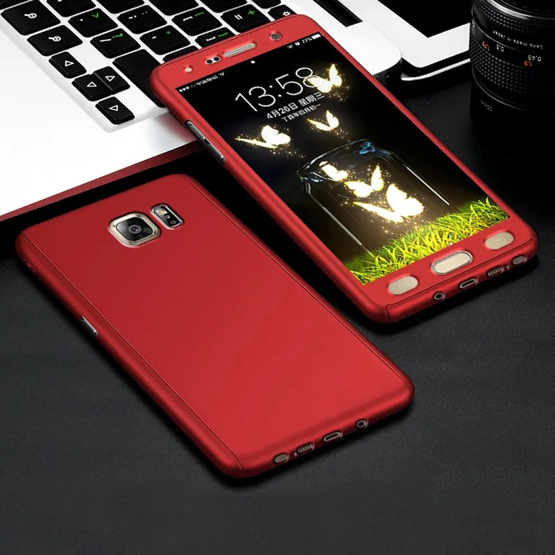 Beira 360 Phone Case For Samsung Galaxy Note 2 N7100 Note3 4 5 Full Body Coverage Back Cover Couqe+Glass Film Fundas |