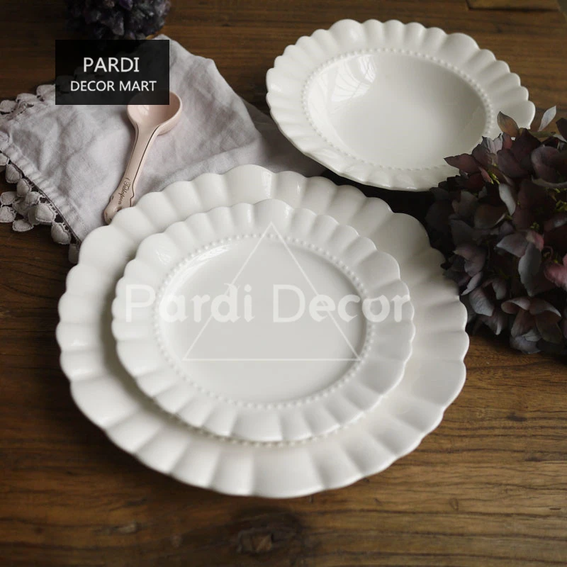 Белая свадебная посуда ромашки Листья 3D тарелки 8 дюймов 10 суповые украшение 1