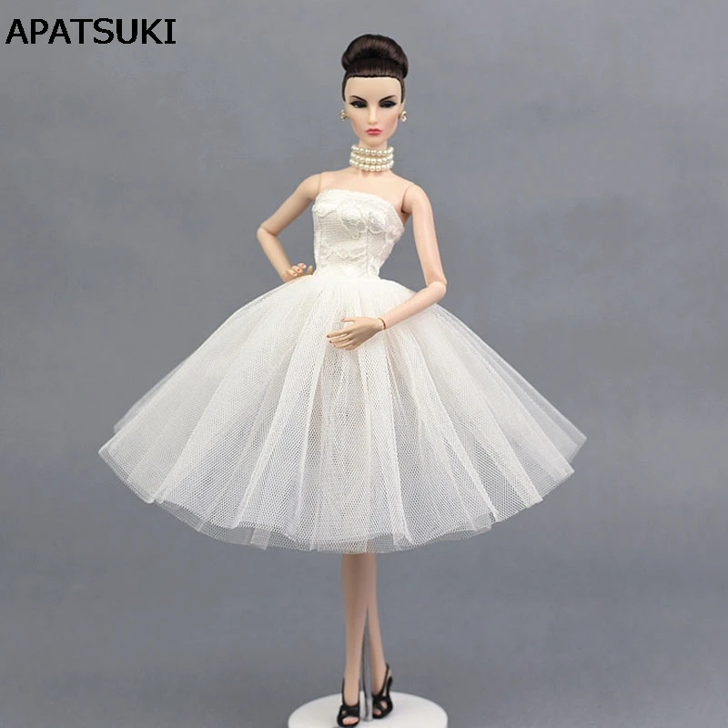Белое сексуальное короткое платье для куклы Барби цельное вечернее Vestido Одежда