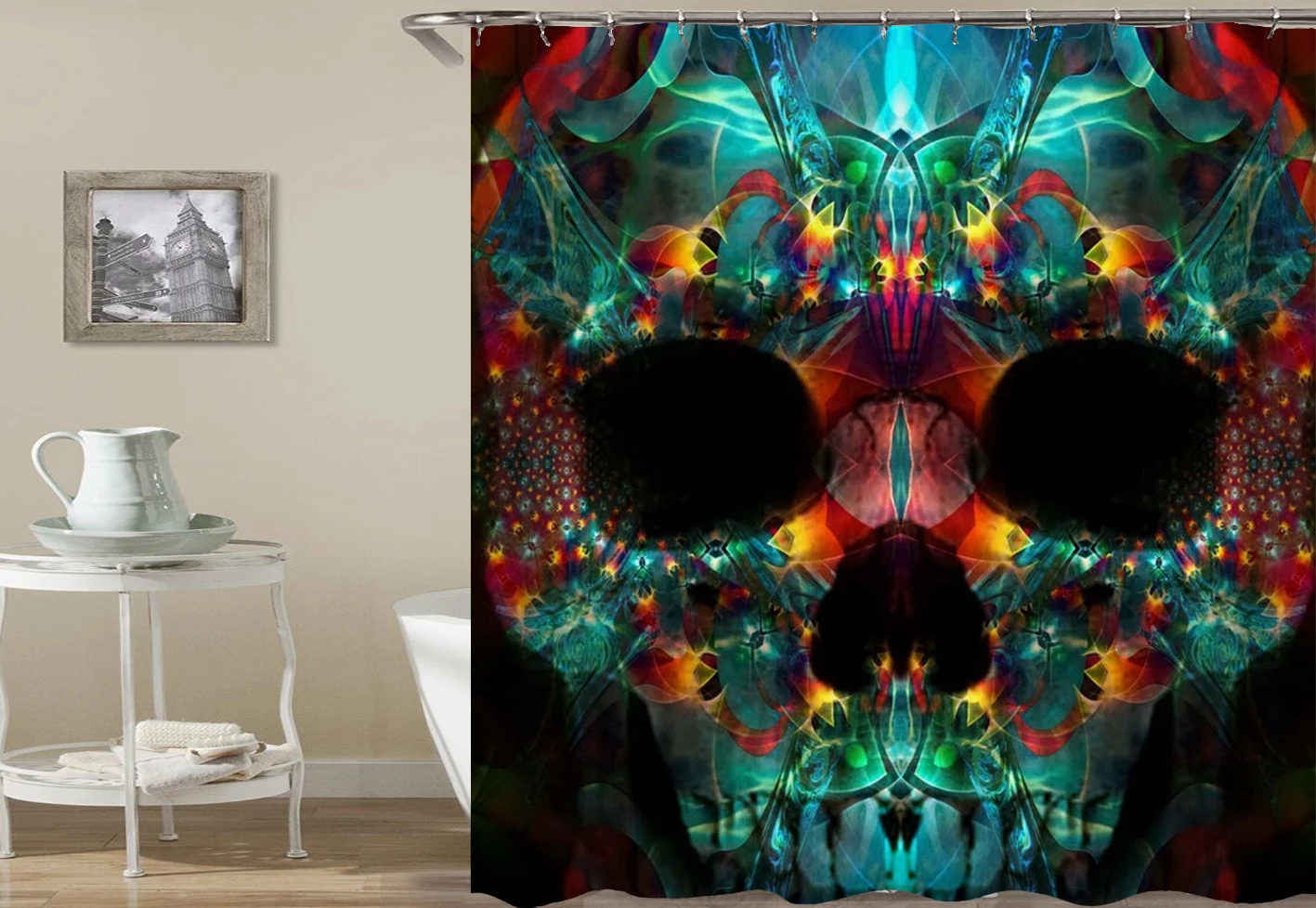 Europe Fashion Longer Horrific Skulls Bathtub Bathroom Shower Curtain Polyester Fabric Waterproof Mildewproof Cortina De Ducha | Дом и сад