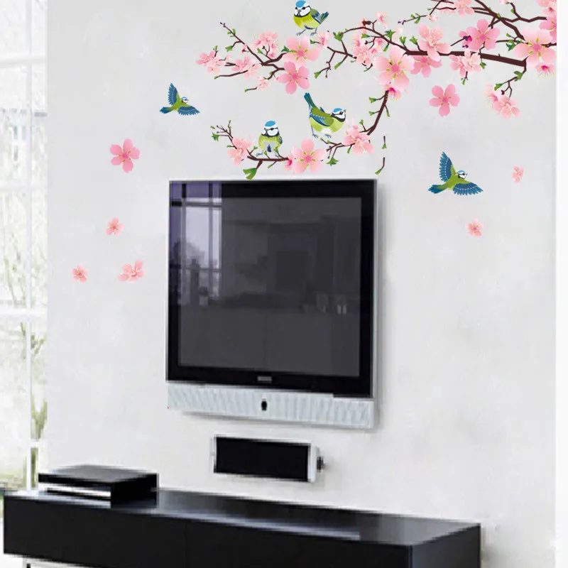 QT-0080 DIY Wall Sticker The peach blossom And swallow Wallpapers Art Mural Waterproof Bedroom Stickers Home Decor | Дом и сад