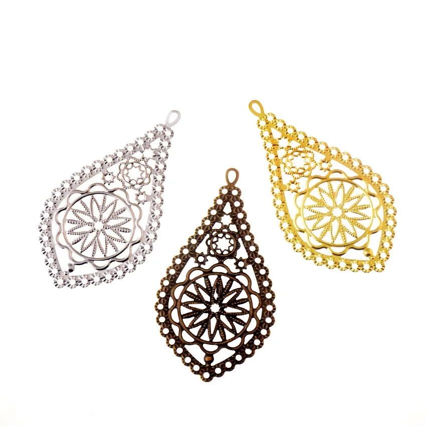 Free shipping 10Pcs Bronze Flower Filigree Wraps Connectors Metal Crafts Gift Decoration DIY 7.8x4.2cm | Украшения и аксессуары