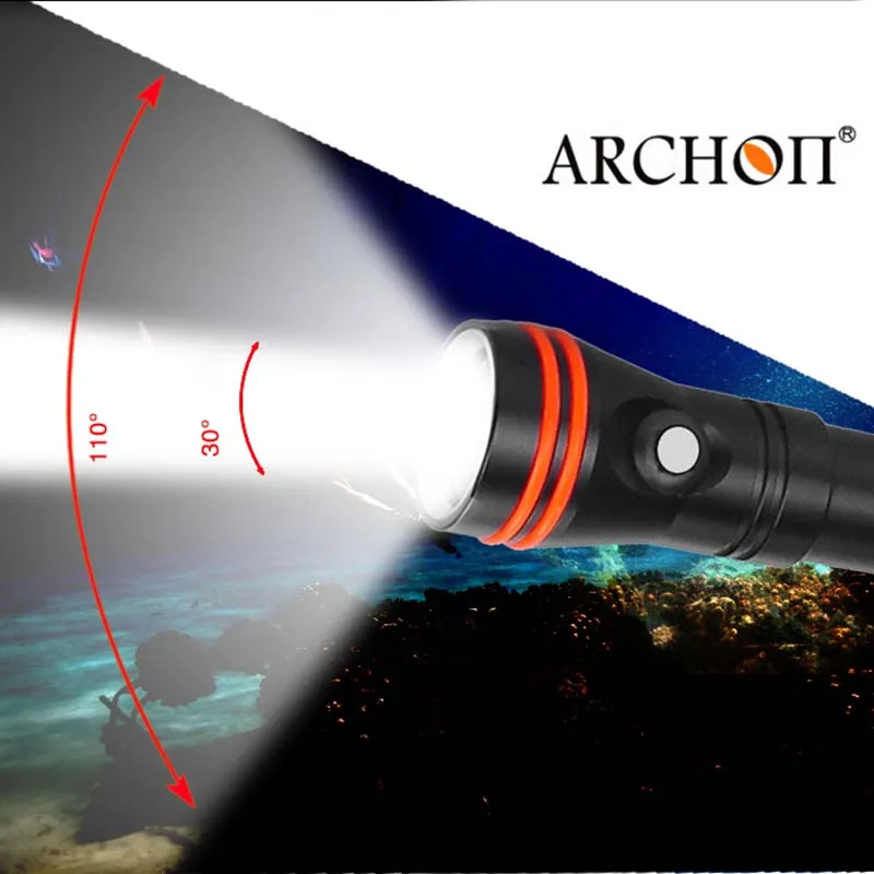 ARCHON D15VP 100 м светильник-вспышка для дайвинга видео Точечный светильник белый красный* Светодиодный 1300 люмен 110/30 градусов 100 м подводный светильник-вспышка
