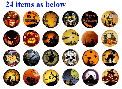 24 шт Бесплатная доставка DIY оснастки ювелирные изделия Хэллоуин кабошон печатных