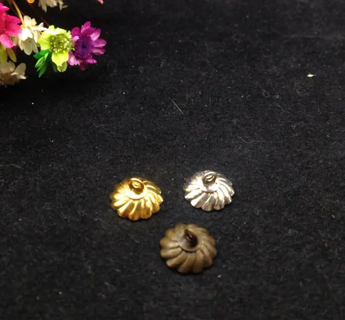 

500pieces/lot 10mm bronze silver gold plated dull flower beads cap jewelry findings pendant diy connector jewelry accessories