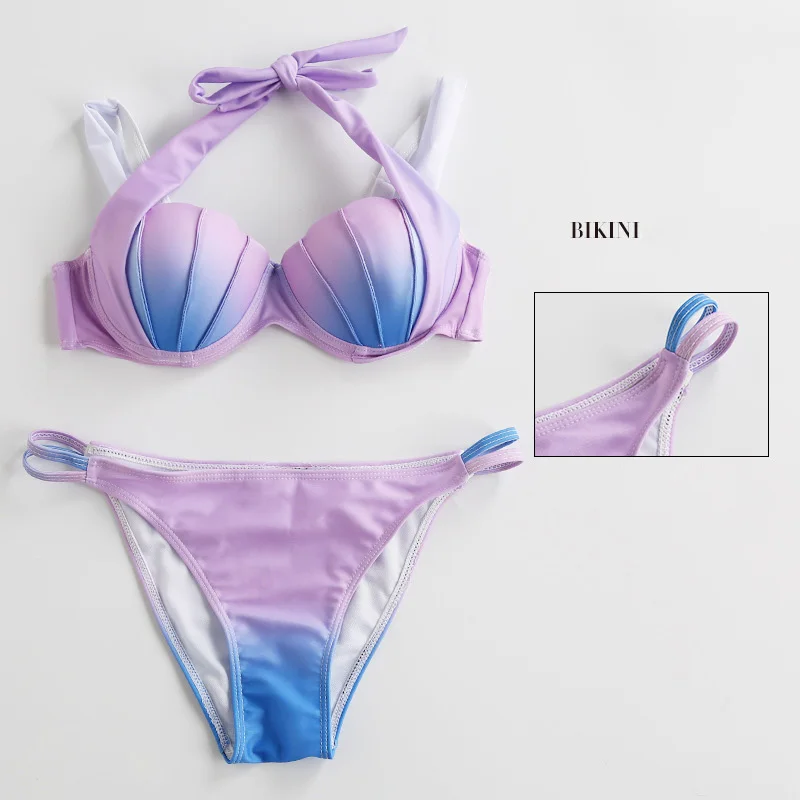 Женский бикини милый бюстгальтер в виде ракушки дизайнерский градиентный цвет