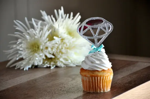 

glitter Diamond birthday Cupcake Toppers engagement bachelorette party wedding baby bridal shower toothpicks