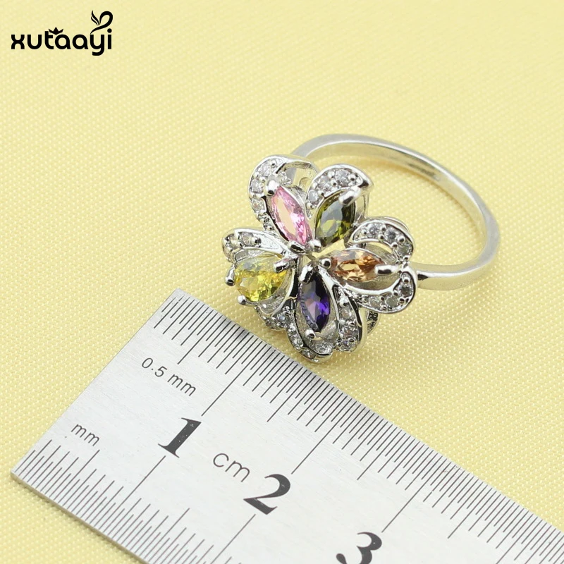 XUTAAYI 4 шт. высшее качество Серебряные Ювелирные наборы для женщин многоцветные