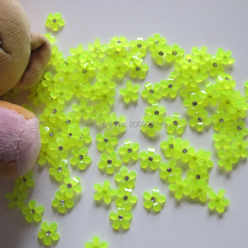 RF1 15 30 шт Симпатичный с кристаллами неоновый желтый цветок со стразами Форма