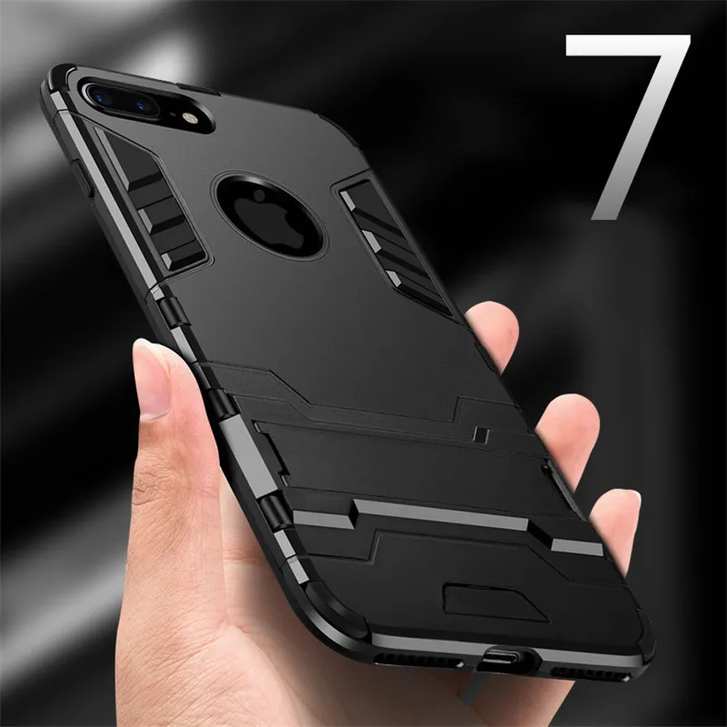 Гибридный резиновый армированный Жесткий ПК + ТПУ чехол для телефона iPhone 7 Plus 6 6s 5 S
