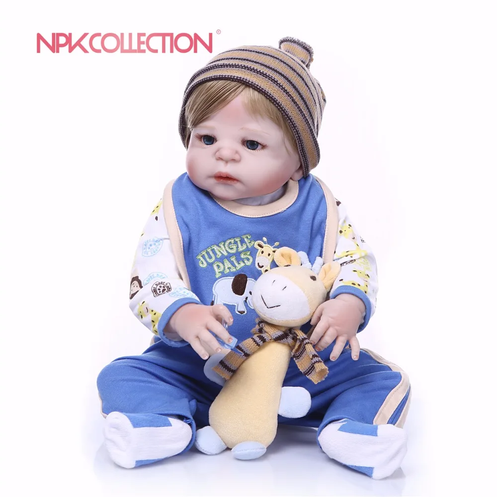 NPK реалистичный 57 см Силиконовый мальчик Reborn Baby Doll Toys Prince Babies парик волосы подарок