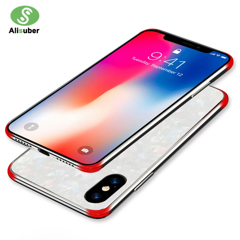 Alisuber Anti-Knock Tempered Glass Phone Cases For iPhone X 8 7 6 6S Plus Soft Edge Marble Stone Pattern Back Cover Case |