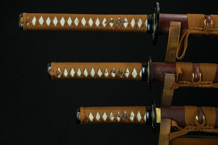 Полный Тан самурая японский набор мечей Катана вакидзаси Танто 1060