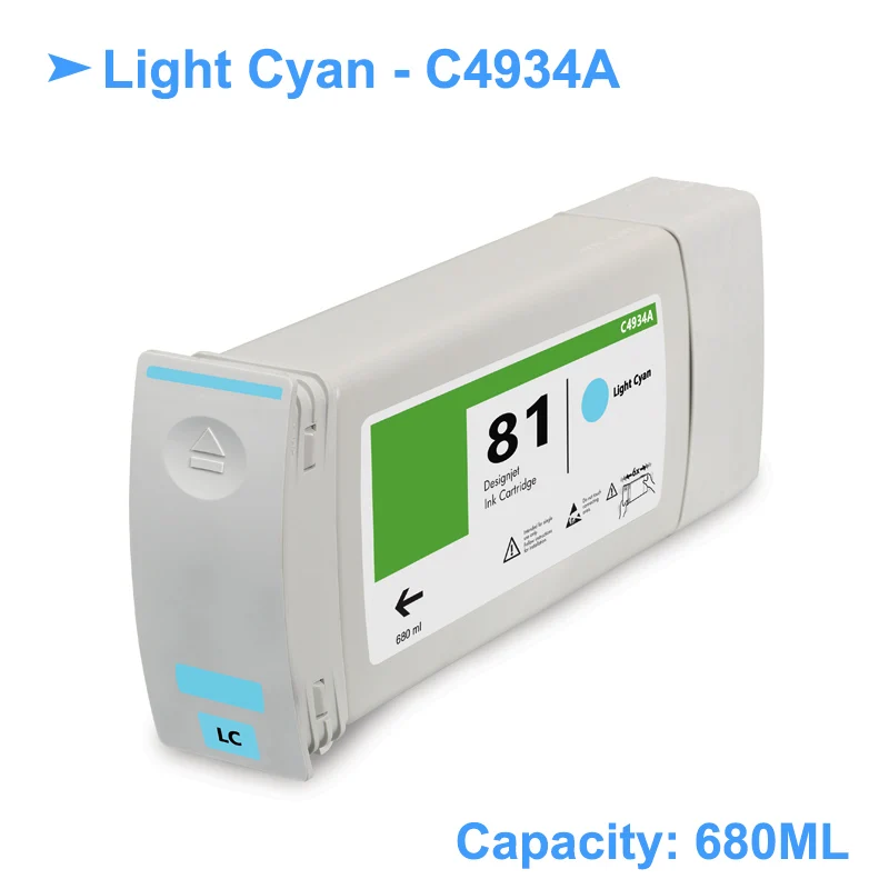 

[Third Party Brand] For HP 81 Replacement Ink Cartridge For HP DesignJet 5000 5500 5000ps 5500ps Printer C4930A C4931A 680ML/PC