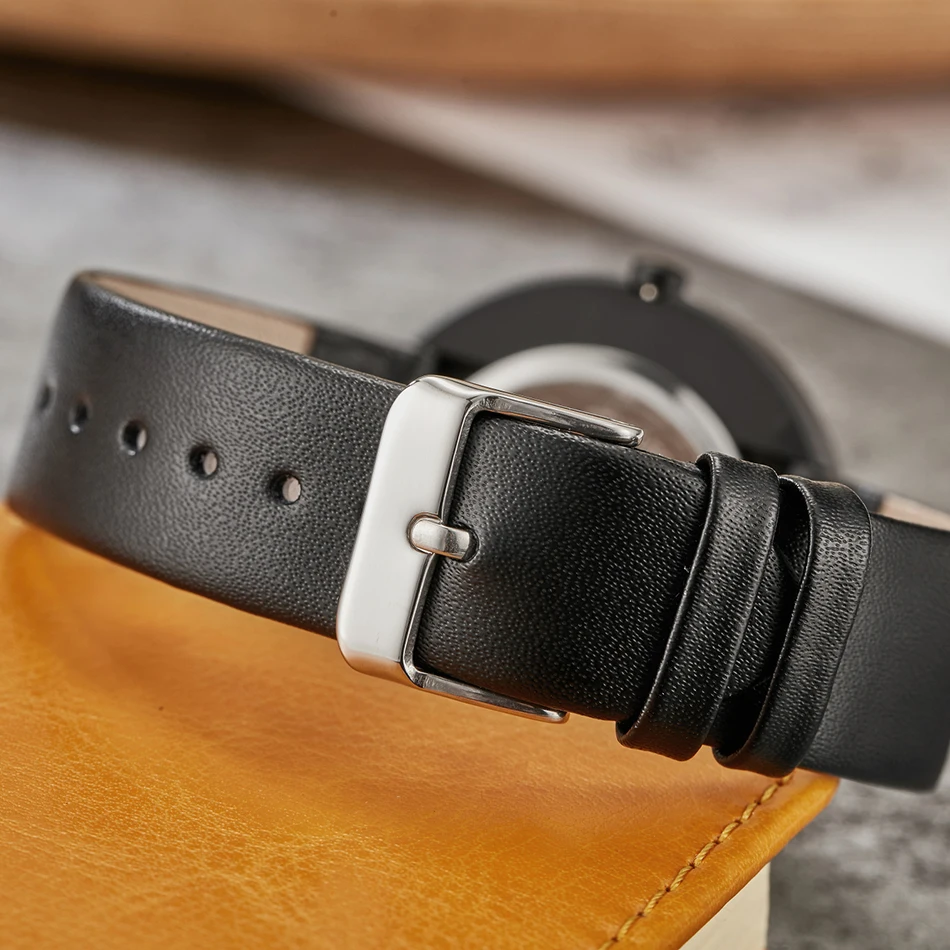 Мужские кварцевые часы простой оригинальный кожаный браслет спортивные модные