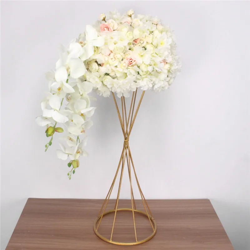 White Curstom30/35 см вишневая Орхидея Роза искусственный цветок шар Декор для вечерние свадебные декорации стола центральный Шелковый букет цветов - Цвет: White