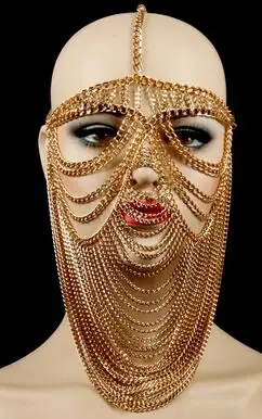 A GOLD Новинка, индийский головной убор для танца живота, золотая цепочка для лица, для женщин, панк, bijoux, многослойная цепочка с кисточками на голову, головной убор, аксессуар для волос на лоб - Окраска металла: A GOLD