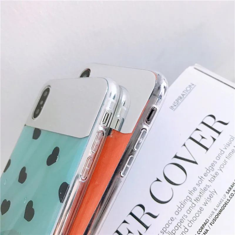 mirror face loving heart water drop Blue orange soft shell phone Case For Apple iphone 6 6s 7 8 Plus X XS XR MAX silicone case |