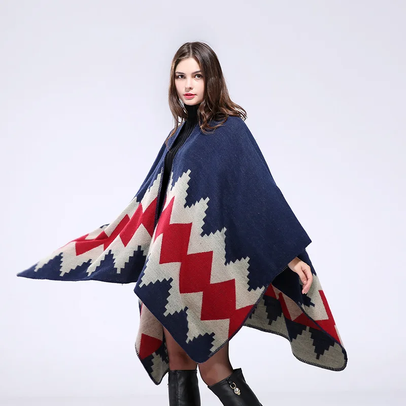 

Hand Stitched Women Poncho Thickening and Lengthening Female Capes Hot Cloaks Air Conditioning Heat Preservation Shawl Scarves
