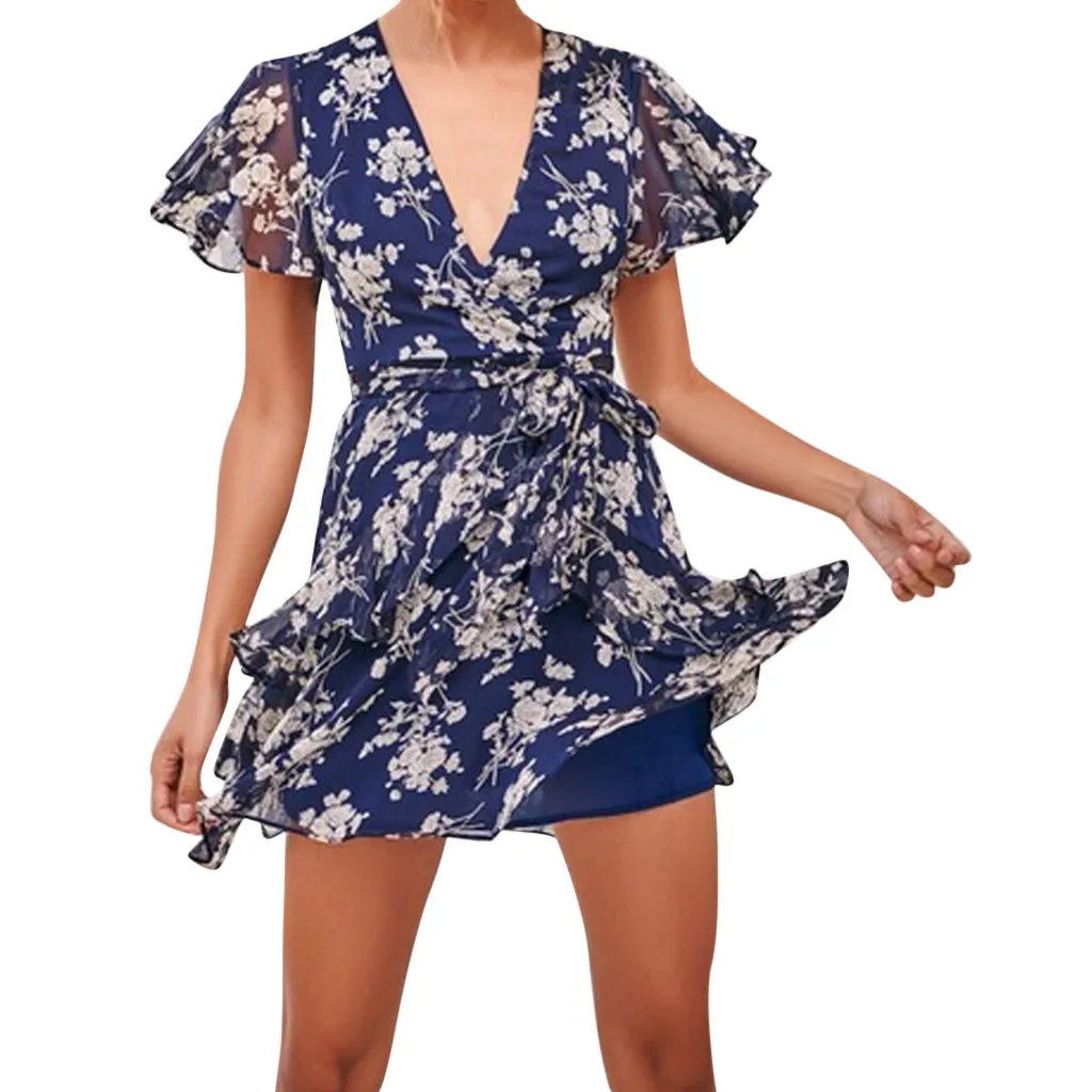 Женское модное сексуальное мини-платье с глубоким v-образным вырезом коротким