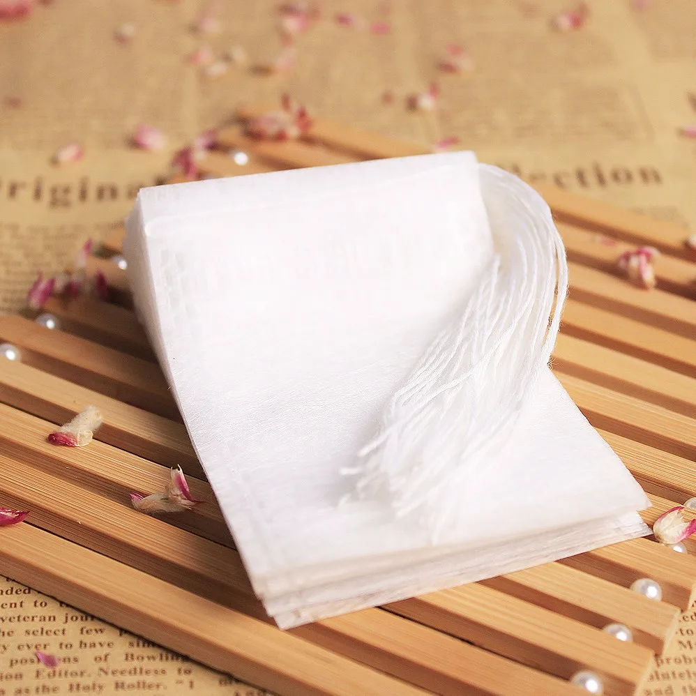 100 Pcs Disposable Tea Bag 5 x 7CM Empty Bags With String Heal Seal Filter Paper for Herb Loose | Дом и сад