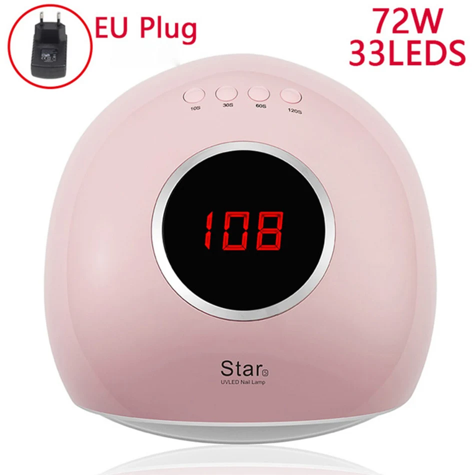 Pink EU Plug ROHWXY 72 W Сушилка для ногтей УФ-светодиодные лампы ногтей для маникюра USB лед лампы ногтей средство для быстрого высыхания все Гель-лак Гибридный Лаки - Цвет: Pink EU Plug