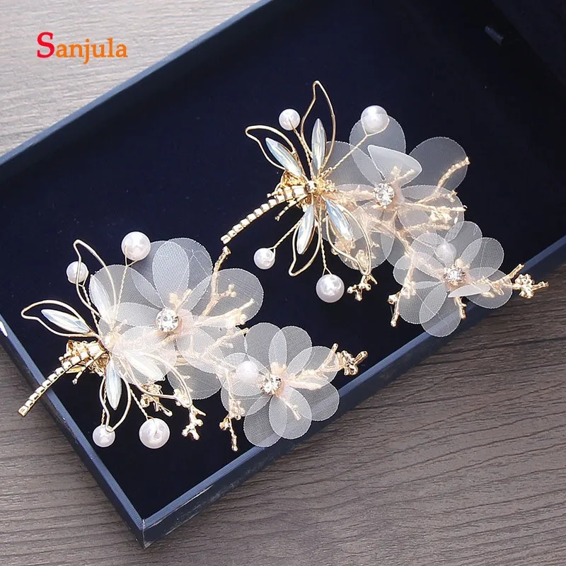 Заколки для волос Handmad с цветами невесты Золотая стрекоза животные специальные