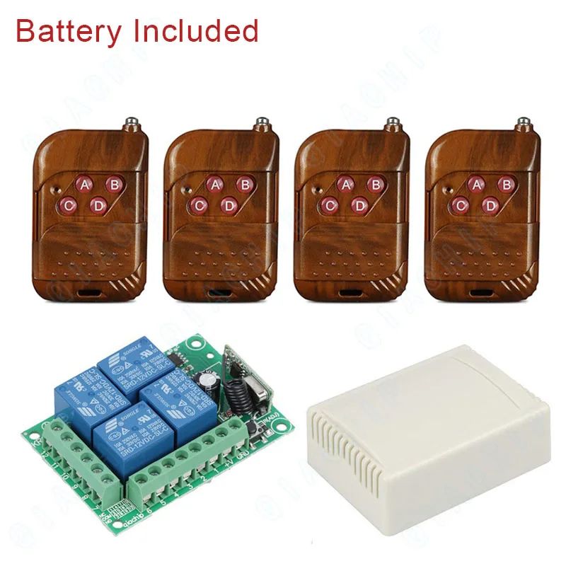 4 RC and 1 Receiver QIACHIP 433 Mhz РФ передатчик удаленного Управление+ Беспроводной 433 Mhz DC 12 V 4-х канальный пульт Управление коммутатора RF релейный модуль приемника DIY - Цвет: 4 RC and 1 Receiver