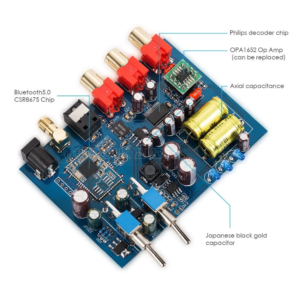 Nobsound CSR8675 Bluetooth 5,0 приемник Цифровой аудио декодер DAC автомобиля без потерь HiFi Звук APTX-HD