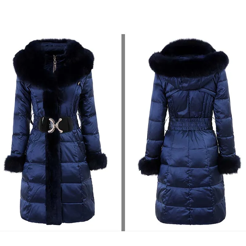 Зимняя куртка женская 2018 Женская парка с натуральным лисьим меховым воротником