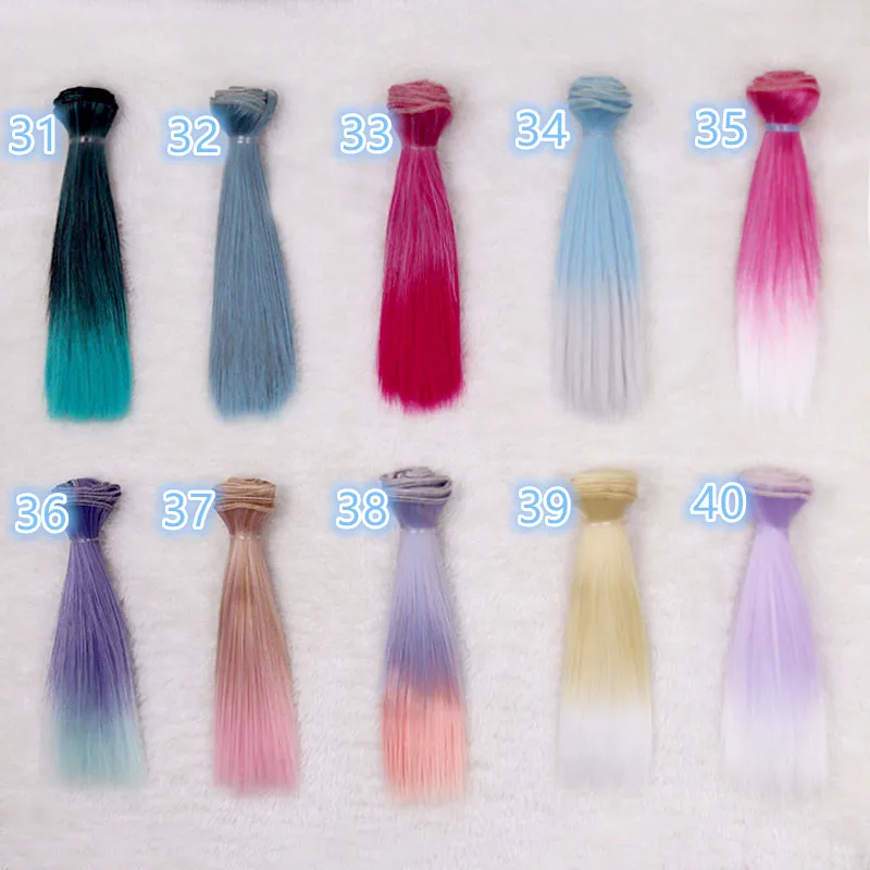 

15 см прямые волосы для куклы, 1/3 1/4 1/6 BJD SD куклы Ye Luoli куклы парики высокой температуры волокна волос градиентный цвет