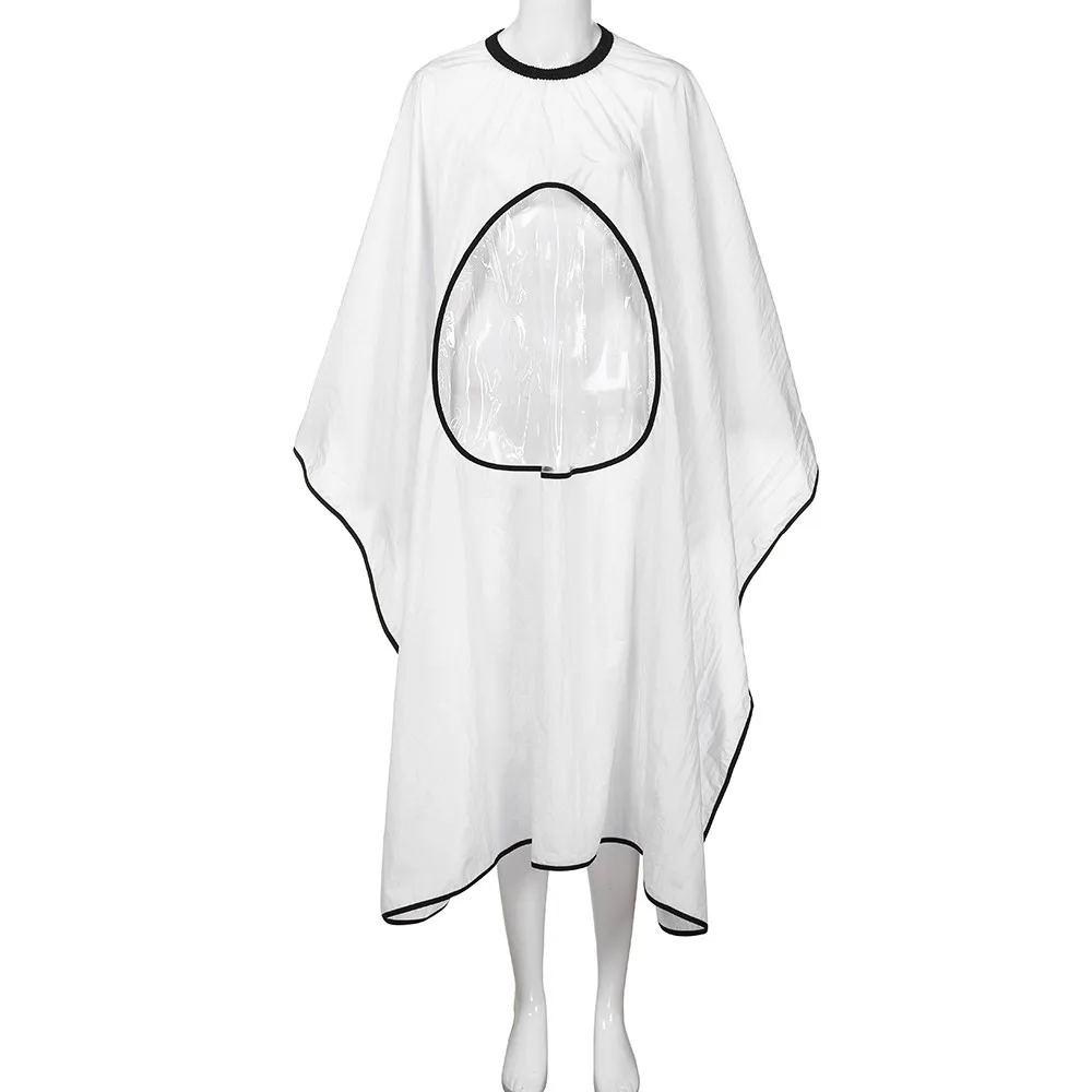 Cloak Hair Cutting White Polyester Waterproof Water droplet perspective Elastic collar Cape Hairdressing Hairdresser June10 | Красота и