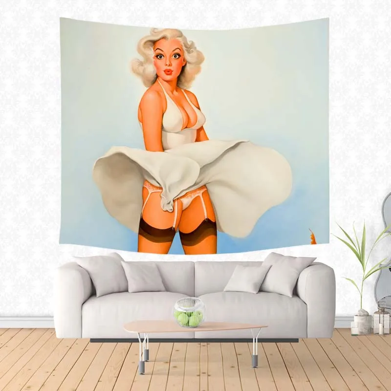 Pin Up Girl полиэстер прямоугольный гобелен DIY настенный ковер для йоги коврик