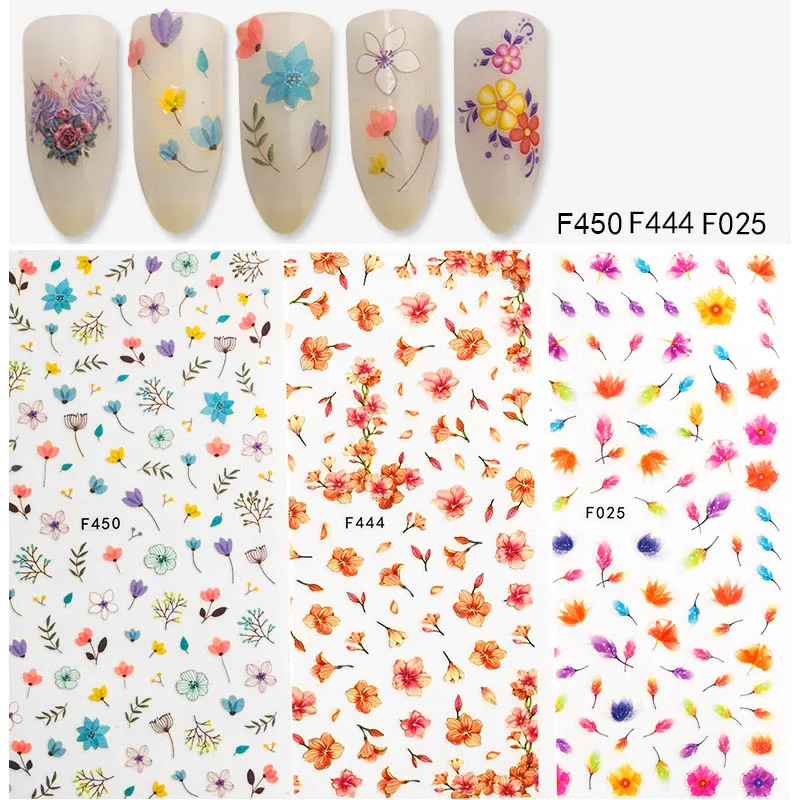 Flying Petals 3 листа/набор наклейка с изображением лепестков украшения Цветущий цветок 3D дизайн ногтей наклейка клей наклейка s для ногтей Дизайн Советы - Цвет: Flying Petals